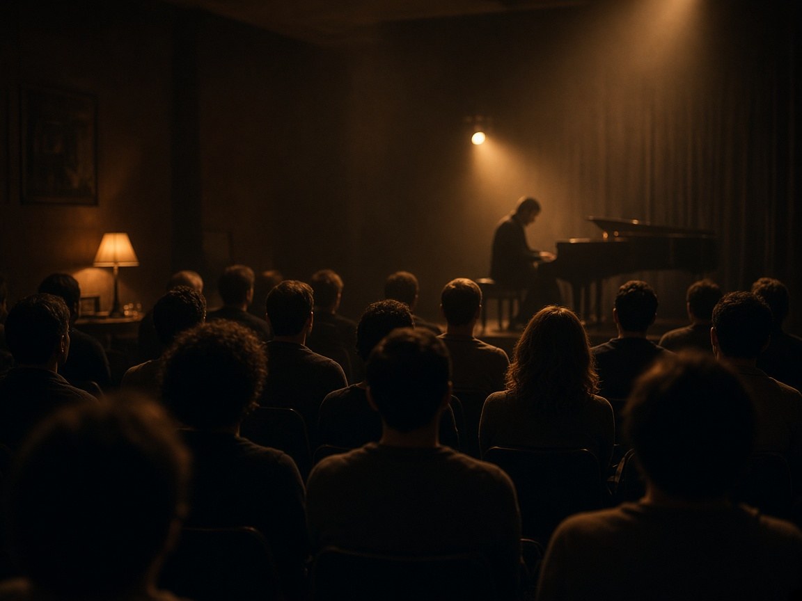 Seated guests facing the cabinets during a quiet listening night